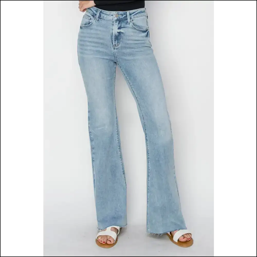 Get Ready to Turn Heads with Risen High Rise Raw Cut Hem Jeans! 💥👖 - Jeans on Sale Worldwide Shipping