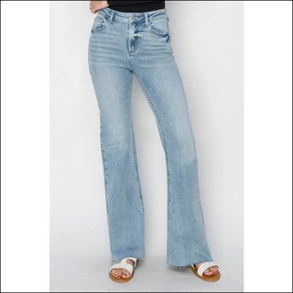 Get Ready to Turn Heads with Risen High Rise Raw Cut Hem Jeans! 💥👖 - Jeans on Sale Worldwide Shipping