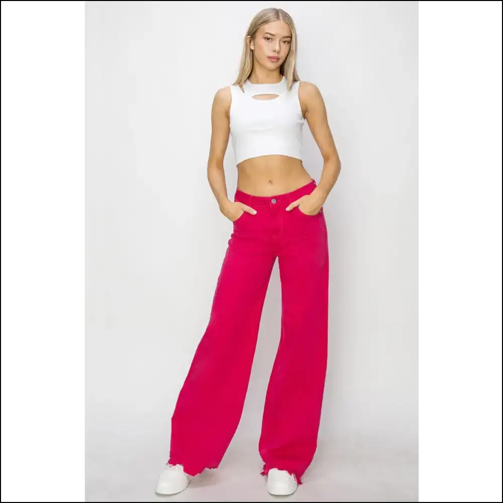 Get Risen High Rise Wide Leg Jeans: Comfort Style and Magic Awaits! 🎉👖 - Jeans on Sale Worldwide Shipping