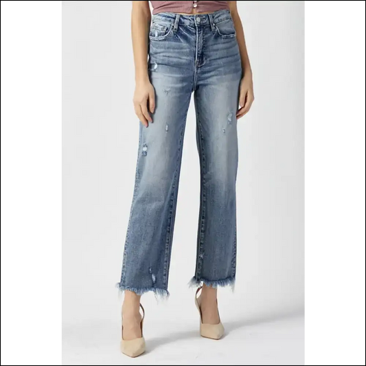 Get Risen High Waist Jeans: where Comfort Meets your Darkest Style Desires! 😊👖 - Light Blue / Jeans on Sale Worldwide Shipping