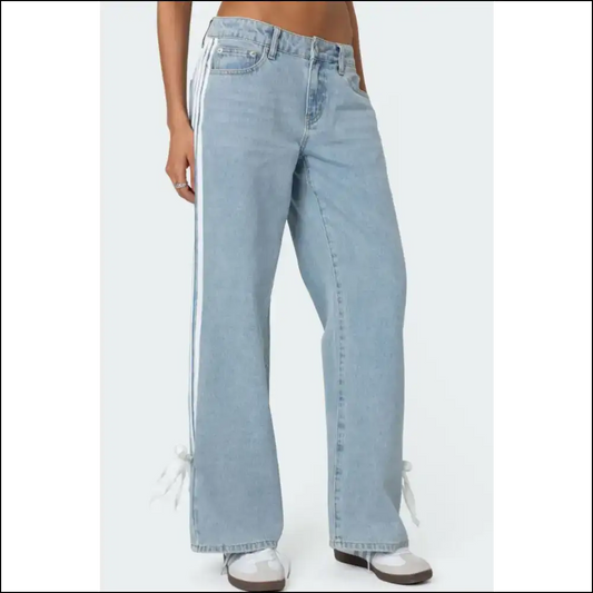Get Striped Wide Ready to Wow in Leg Jeans! - Light Blue / s - Jeans on Sale Worldwide Shipping