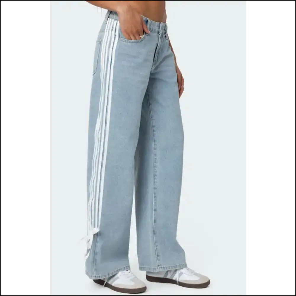Get Striped Wide Ready to Wow in Leg Jeans! - Jeans on Sale Worldwide Shipping
