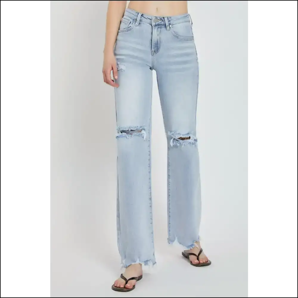 Get Wide Legged and Ready: High Rise Distressed Jeans for the Brave! 😂 - on Sale Worldwide Shipping