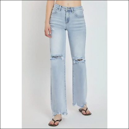 Get Wide Legged and Ready: High Rise Distressed Jeans for the Brave! 😂 - on Sale Worldwide Shipping