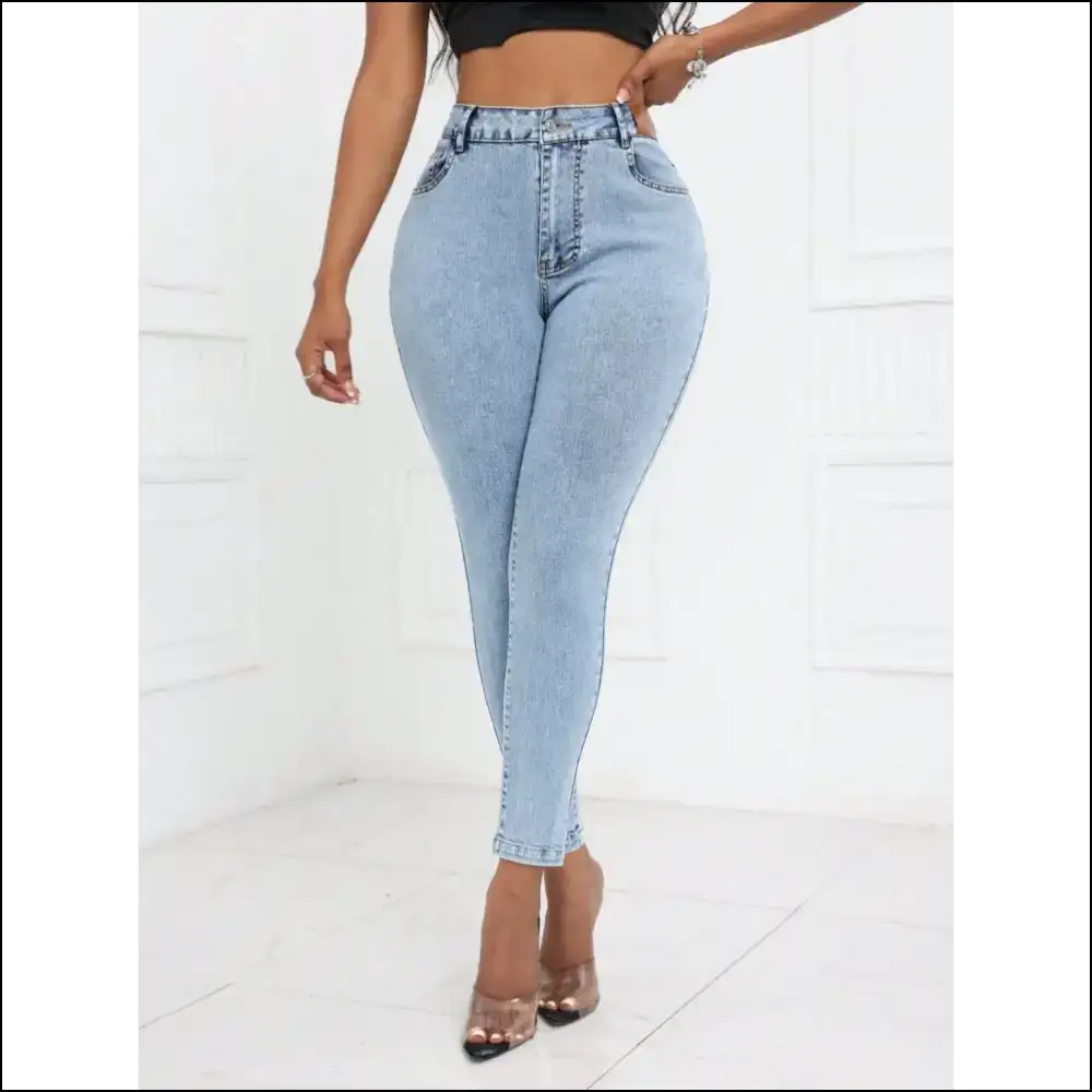Get your Chic High Waist Skinny Jeans: the Comfy Bestie you Deserve! 👖💖 - Jeans on Sale Worldwide Shipping