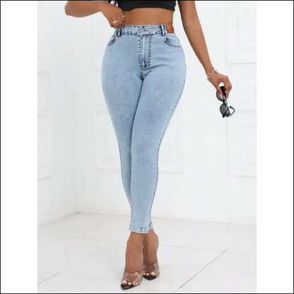 Get your Chic High Waist Skinny Jeans: the Comfy Bestie you Deserve! 👖💖 - Jeans on Sale Worldwide Shipping