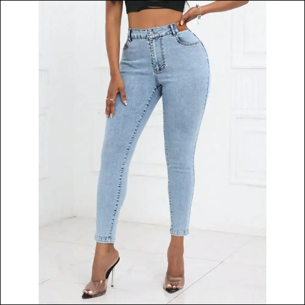 Get your Chic High Waist Skinny Jeans: the Comfy Bestie you Deserve! 👖💖 - Light / Xs - Jeans on Sale Worldwide Shipping