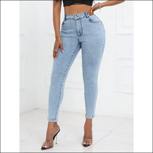 Get your Chic High Waist Skinny Jeans: the Comfy Bestie you Deserve! 👖💖 - Light / Xs - Jeans on Sale Worldwide Shipping