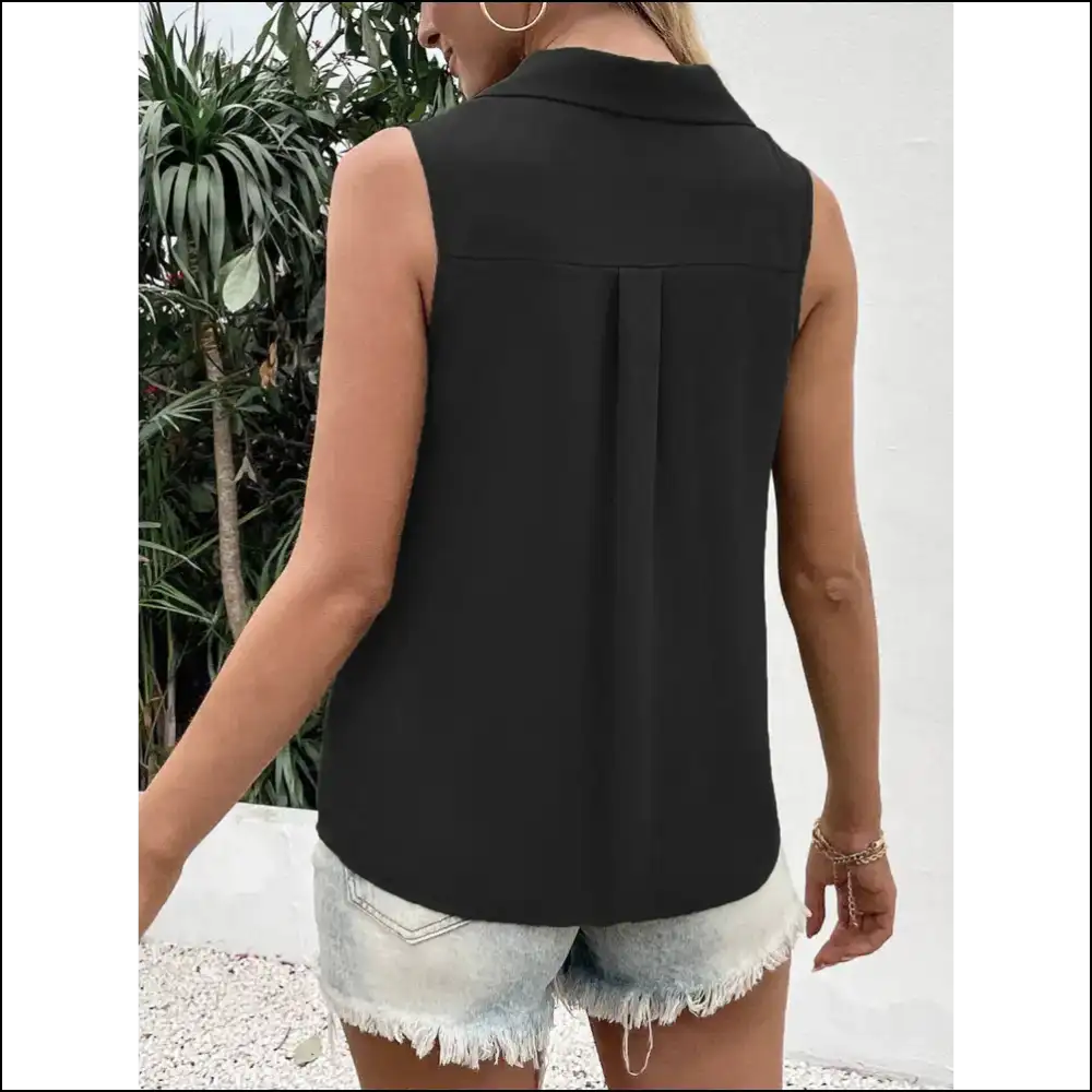 Get your Chic Johnny Collar Tank and Slay the Style Game Trendsetter! 😎✨ - Tops on Sale Worldwide Shipping