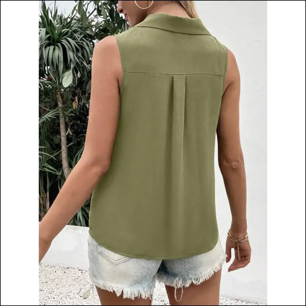 Get your Chic Johnny Collar Tank and Slay the Style Game Trendsetter! 😎✨ - Tops on Sale Worldwide Shipping