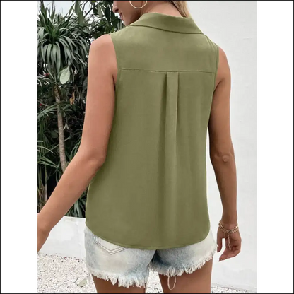 Get your Chic Johnny Collar Tank and Slay the Style Game Trendsetter! 😎✨ - Tops on Sale Worldwide Shipping
