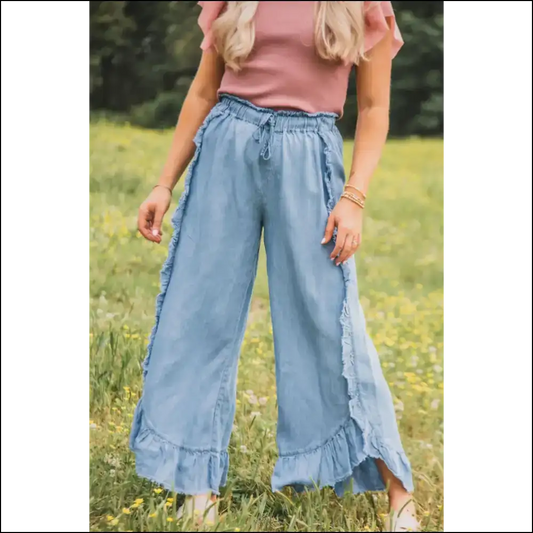 Get your Chic Raw Hem Wide Leg Jeans: Because Regular Legs are Boring! 😏👖 - Light Blue / 4 - Jeans on Sale Worldwide Shipping