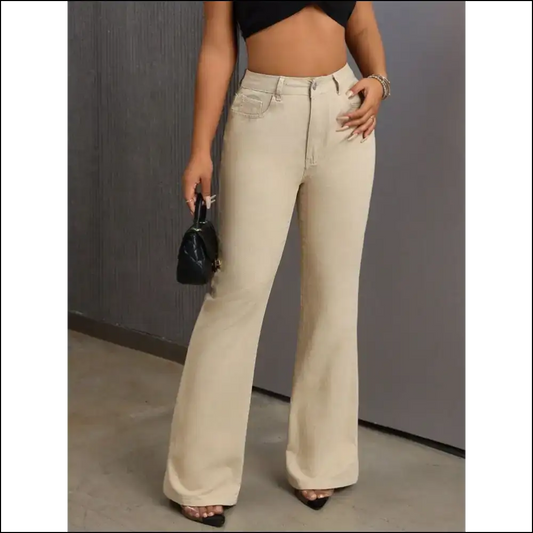 Get your Groove on with Needful Things Trendy Bootcut Jeans! 🎉👖 - Tan / Xs - Jeans on Sale Worldwide Shipping