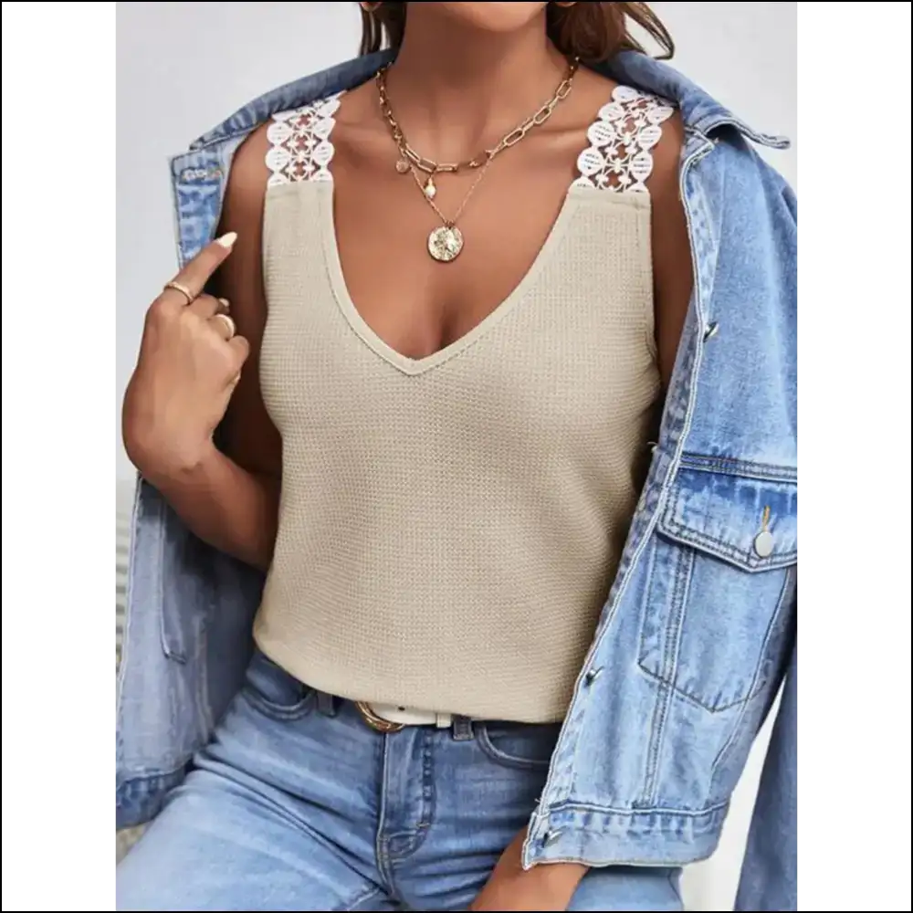 Get your Head-turning Look with Needful Things’ Slightly Stretchy V-neck Tank! 💁‍♀️ - Tank Tops on Sale Worldwide Shipping