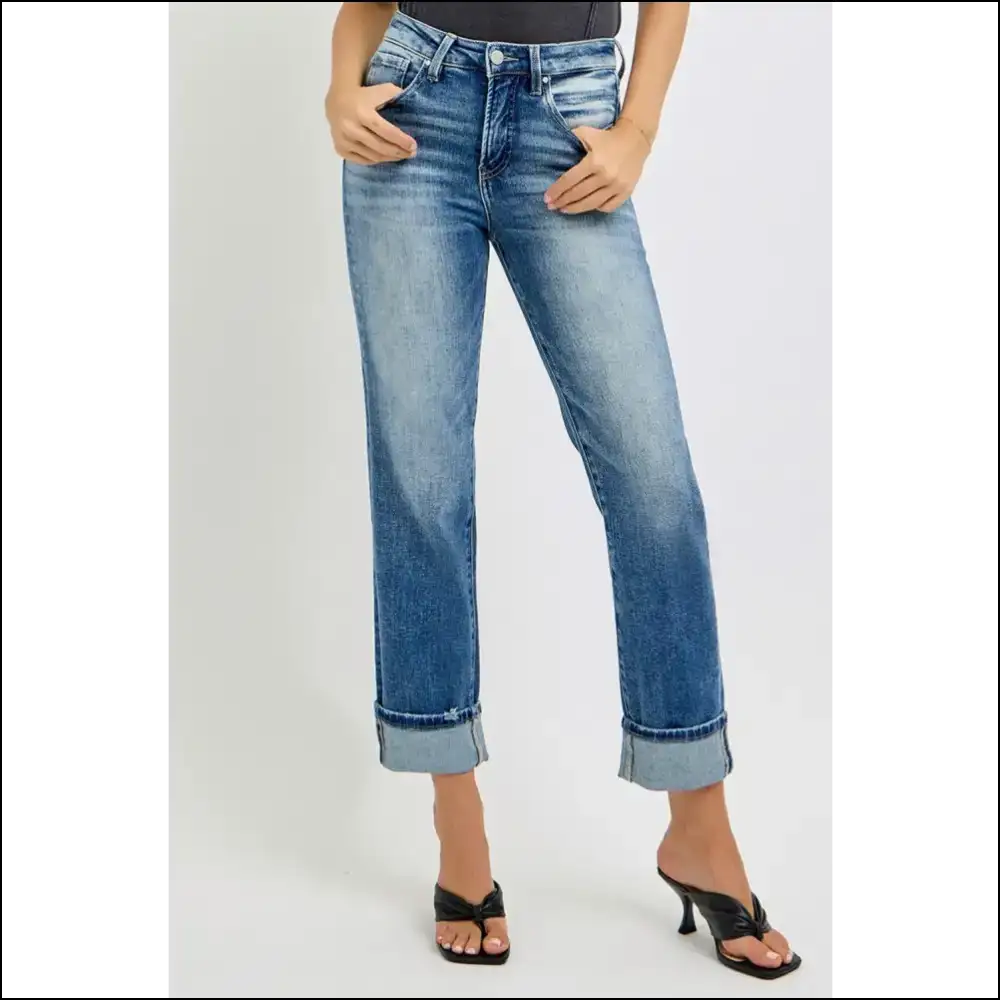 Get your High Rise Crop Jeans and Roll Up for Unforgettable Style 😂👖 - Blue / 5(27) - on Sale Worldwide Shipping