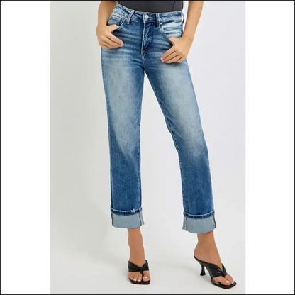 Get your High Rise Crop Jeans and Roll Up for Unforgettable Style 😂👖 - Blue / 5(27) - on Sale Worldwide Shipping