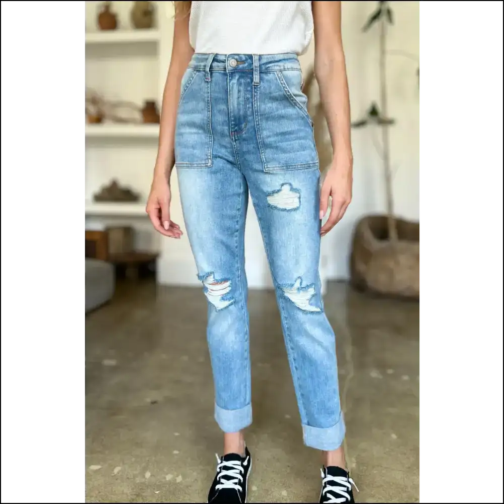 Get your Judy Blue Distressed Straight Jeans and Mortify Ex 😂🍑 - on Sale Worldwide Shipping