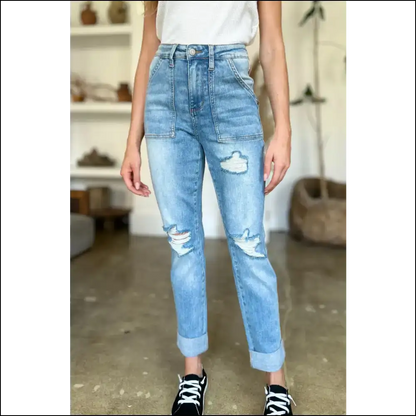 Get your Judy Blue Distressed Straight Jeans and Mortify Ex 😂🍑 - on Sale Worldwide Shipping