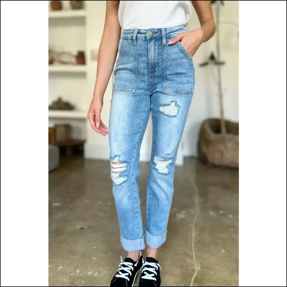 Get your Judy Blue Distressed Straight Jeans and Mortify Ex 😂🍑 - on Sale Worldwide Shipping