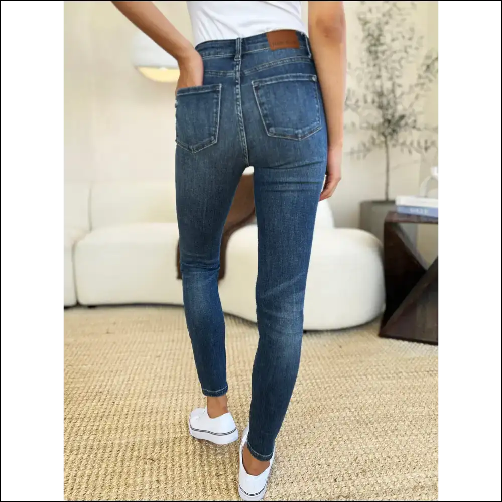 Get your Judy Blue Mid Waist Distressed Slim Jeans and Slay All Day! 💃😂 - on Sale Worldwide Shipping