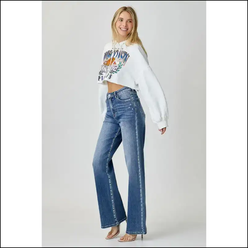 Get your Sass On: Risen High Waist Jeans that Mean Business 👖✨ - on Sale Worldwide Shipping