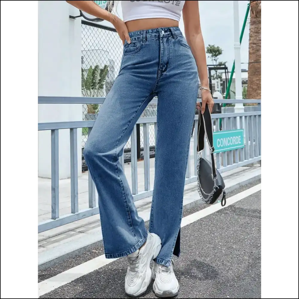 Get your Slit Together: High Waist Jeans for Unapologetic Fashionistas! 😂✨ - on Sale Worldwide Shipping