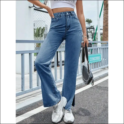Get your Slit Together: High Waist Jeans for Unapologetic Fashionistas! 😂✨ - on Sale Worldwide Shipping