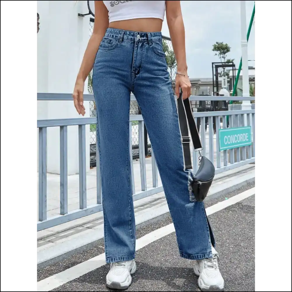 Get your Slit Together: High Waist Jeans for Unapologetic Fashionistas! 😂✨ - on Sale Worldwide Shipping