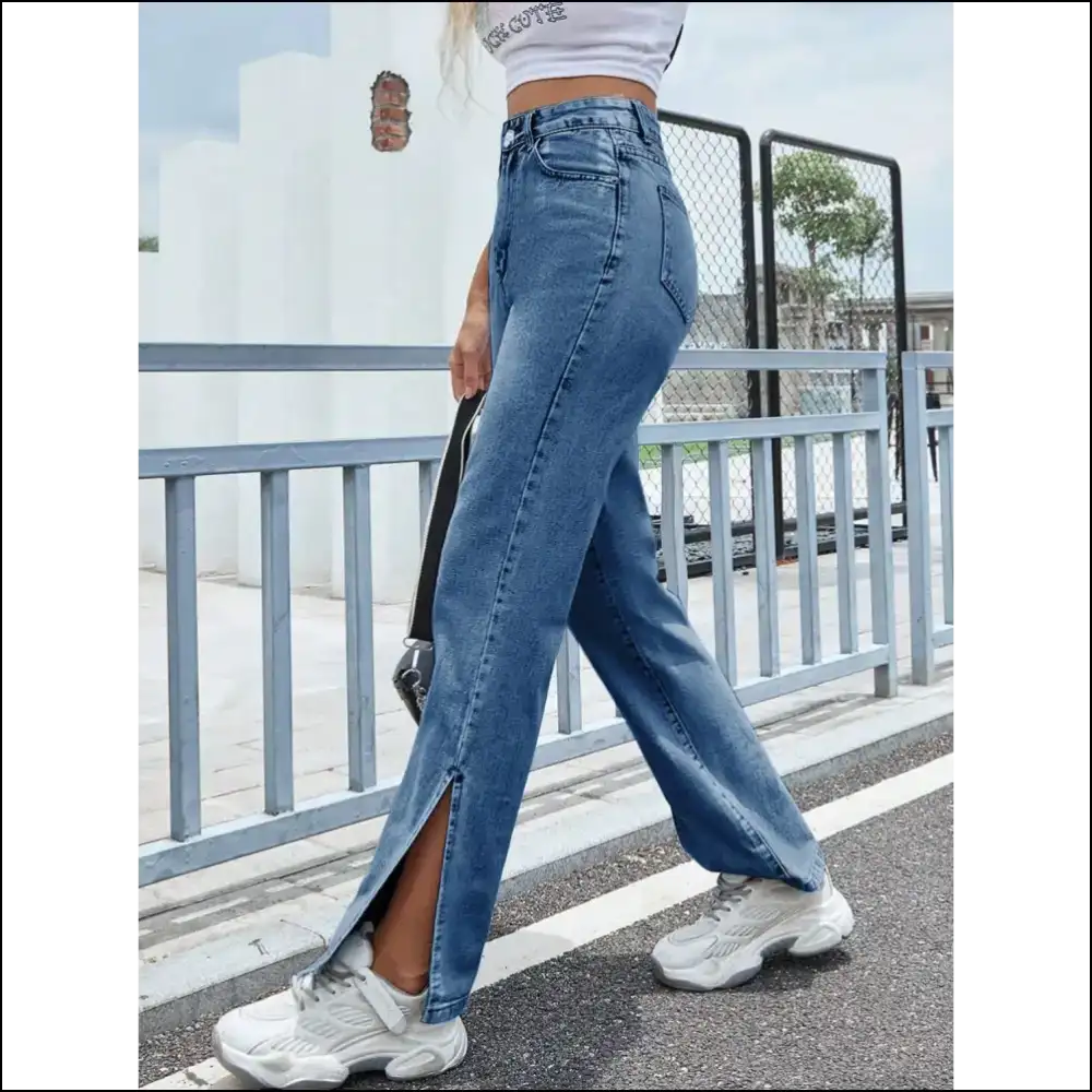 Get your Slit Together: High Waist Jeans for Unapologetic Fashionistas! 😂✨ - on Sale Worldwide Shipping