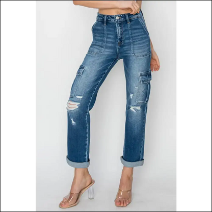 Get your Trendy High Rise Cargo Jeans and Elevate Anything but Ex’s Texts! 😂 - on Sale Worldwide Shipping