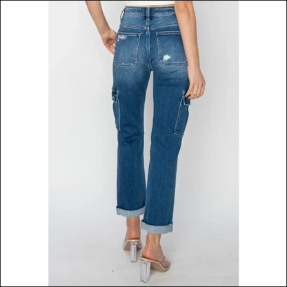 Get your Trendy High Rise Cargo Jeans and Elevate Anything but Ex’s Texts! 😂 - on Sale Worldwide Shipping