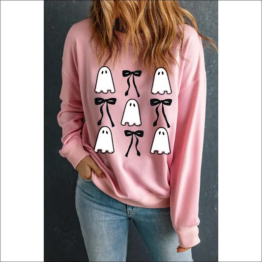 Ghost & Bow Chic Long Sleeve Sweatshirt - Blush Pink / s - Sweatshirts Hoodies on Sale Worldwide Shipping