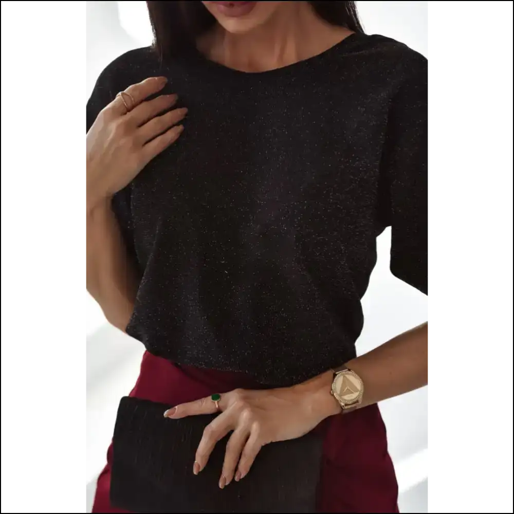Glittery Black Bow Top: Sparkle Slay Later ✨ Needful Things - t Shirts on Sale Worldwide Shipping