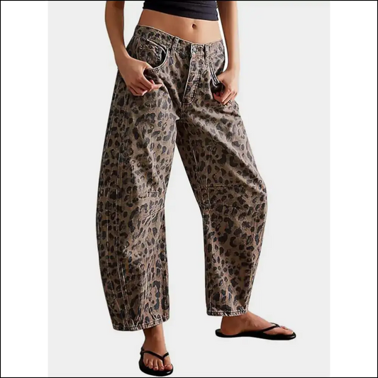 Go Wild: Needful Things Leopard Wide Leg Jeans for the Bold and Comfy 🐆 - s - on Sale Worldwide Shipping