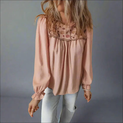 Gossamer Pink Floral Crinkle Blouse: Finally a Reason to Adult 🌸😂 - s - Blouses on Sale Worldwide Shipping