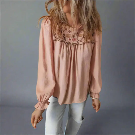 Gossamer Pink Floral Crinkle Blouse: Finally a Reason to Adult 🌸😂 - s - Blouses on Sale Worldwide Shipping