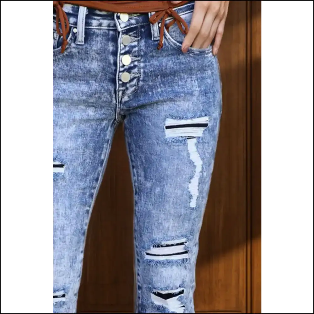 Got Distressed Button-fly Bootcut Jeans? Strut Like a Runway Model!👖✨ - Jeans on Sale Worldwide Shipping