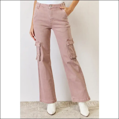 Grab Life by the Risen High Rise - Cargo Pants that Mean Business! 👖😂 - Mauve / 3 - Jeans on Sale Worldwide Shipping