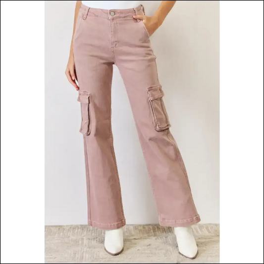 Grab Life by the Risen High Rise - Cargo Pants that Mean Business! 👖😂 - Mauve / 3 - Jeans on Sale Worldwide Shipping