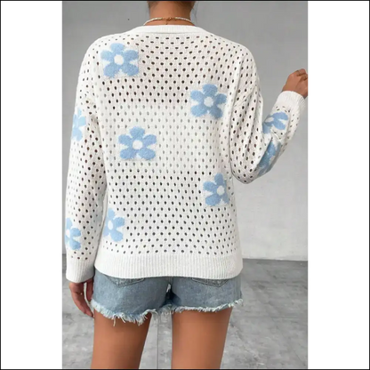 Grandma Chic? More Like Grand-damn! Needful Things White Flower Hollow out Knit - Cardigans on Sale Worldwide Shipping