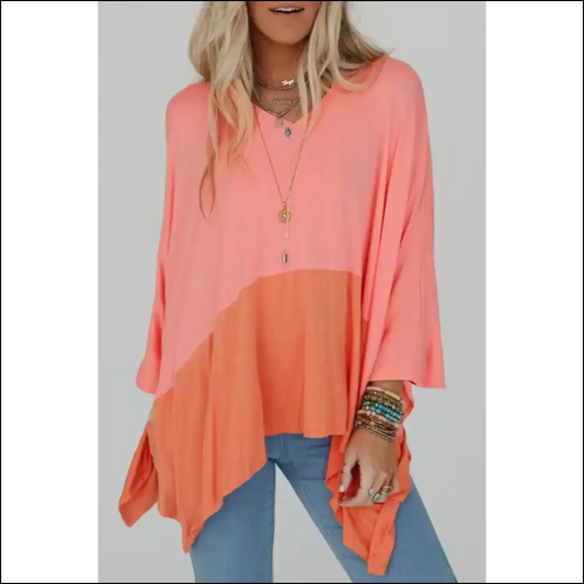 Grapefruit Orange Colorblock: Needful Things’ Sexy Top 🍊 Oops! - Blouses on Sale Worldwide Shipping