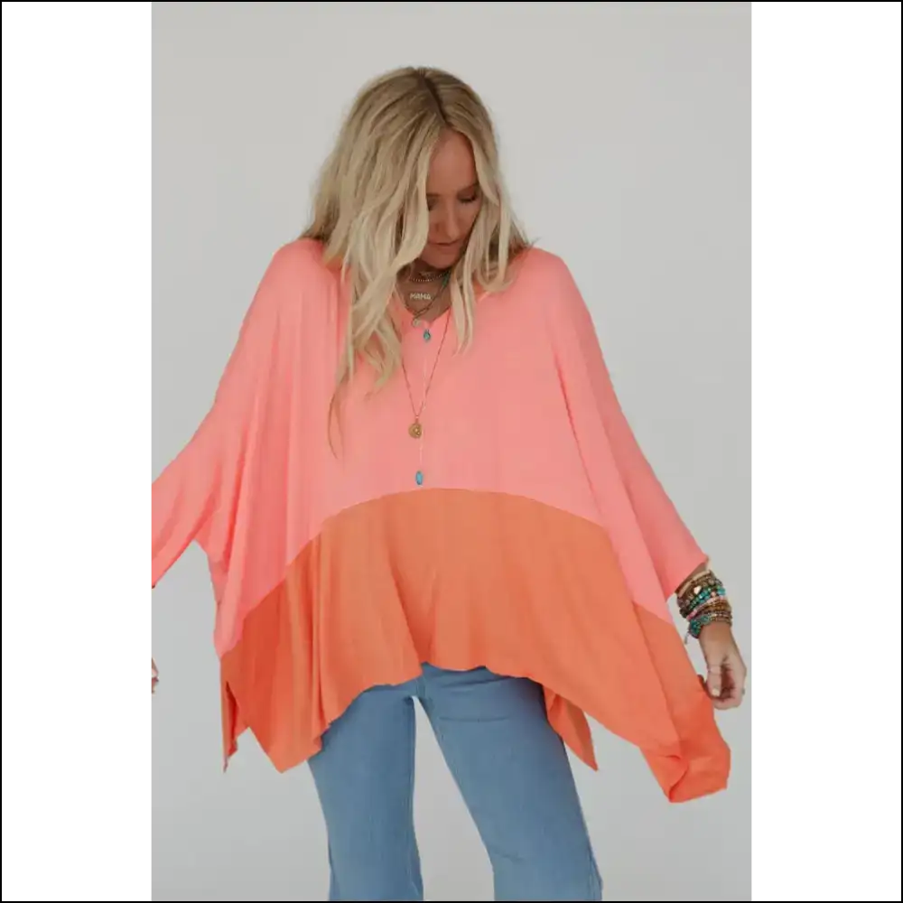 Grapefruit Orange Colorblock: Needful Things’ Sexy Top 🍊 Oops! - Blouses on Sale Worldwide Shipping