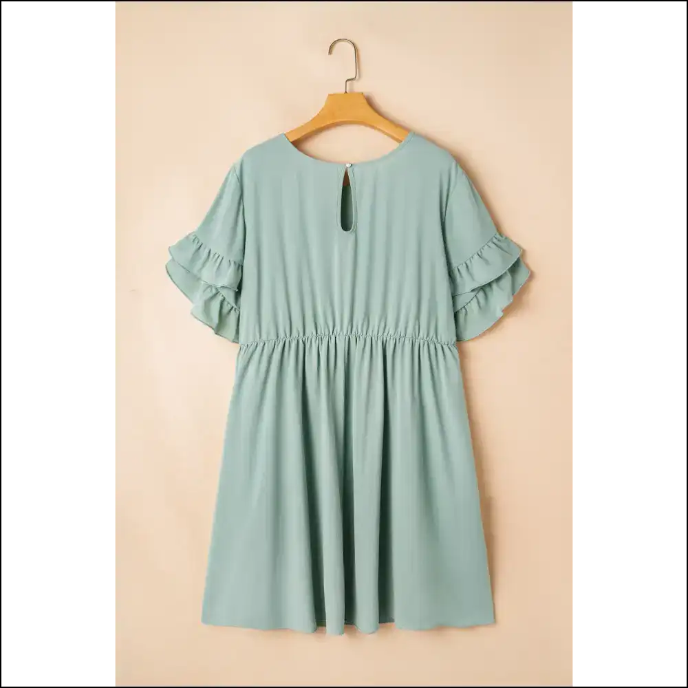 Grass Green Mini Dress: Ruffle Hem Ready to Rumba! - Plus Size Dresses on Sale Worldwide Shipping