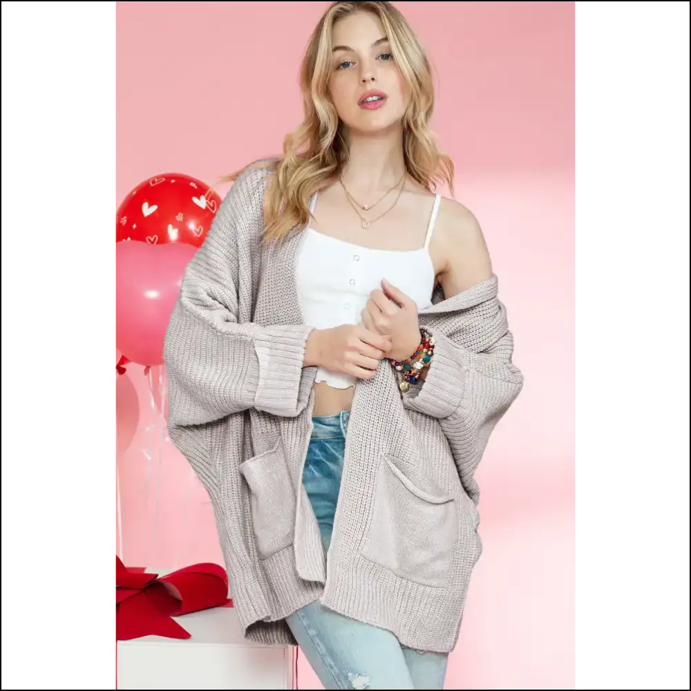 Gray Batwing Sleeve Cardigan: so Cozy Youll Ghost your Plans 👻 - s - Cardigans on Sale Worldwide Shipping