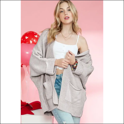 Gray Batwing Sleeve Cardigan: so Cozy Youll Ghost your Plans 👻 - s - Cardigans on Sale Worldwide Shipping
