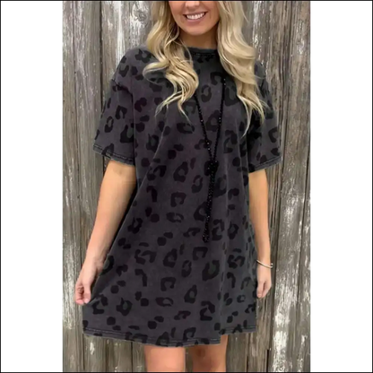 Gray Leopard Print Dress: so Chic it Roars! 🐆 Needful Things - Short Dresses on Sale Worldwide Shipping