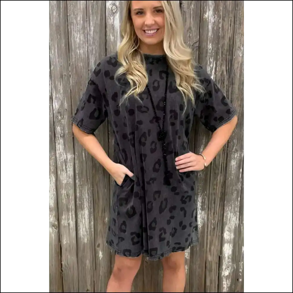 Gray Leopard Print Dress: so Chic it Roars! 🐆 Needful Things - Short Dresses on Sale Worldwide Shipping