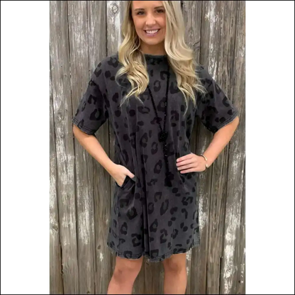Gray Leopard Print Dress: so Chic it Roars! 🐆 Needful Things - Short Dresses on Sale Worldwide Shipping