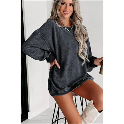 Gray Ribbed Knit: so Cozy It’s Practically Illegal! from Needful Things 😈 - Pink / s - Sweatshirts & Hoodies on Sale Worldwide Shipping