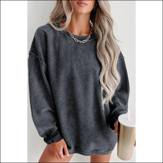 Gray Ribbed Knit: so Cozy It’s Practically Illegal! from Needful Things 😈 - s - Sweatshirts & Hoodies on Sale Worldwide Shipping